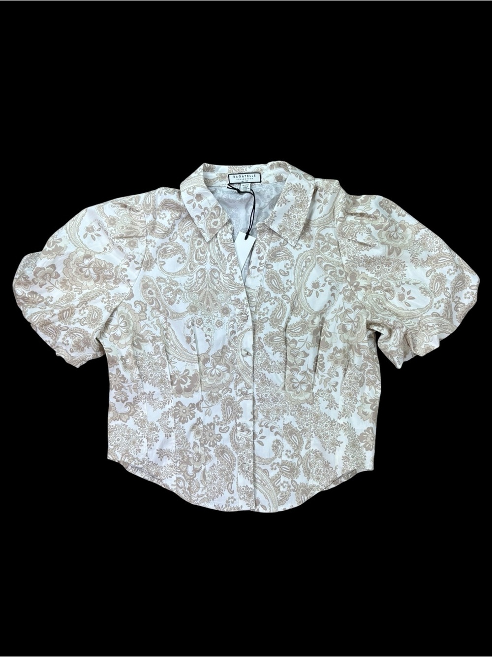 NWT Bagatelle Collection button down paisley print puff sleeve top size XL